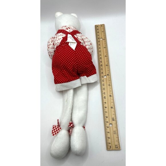 Valentines Day White & Red Teddy Bear Holding Heart 20" By Flowers Inc Balloons - Picture 4 of 6